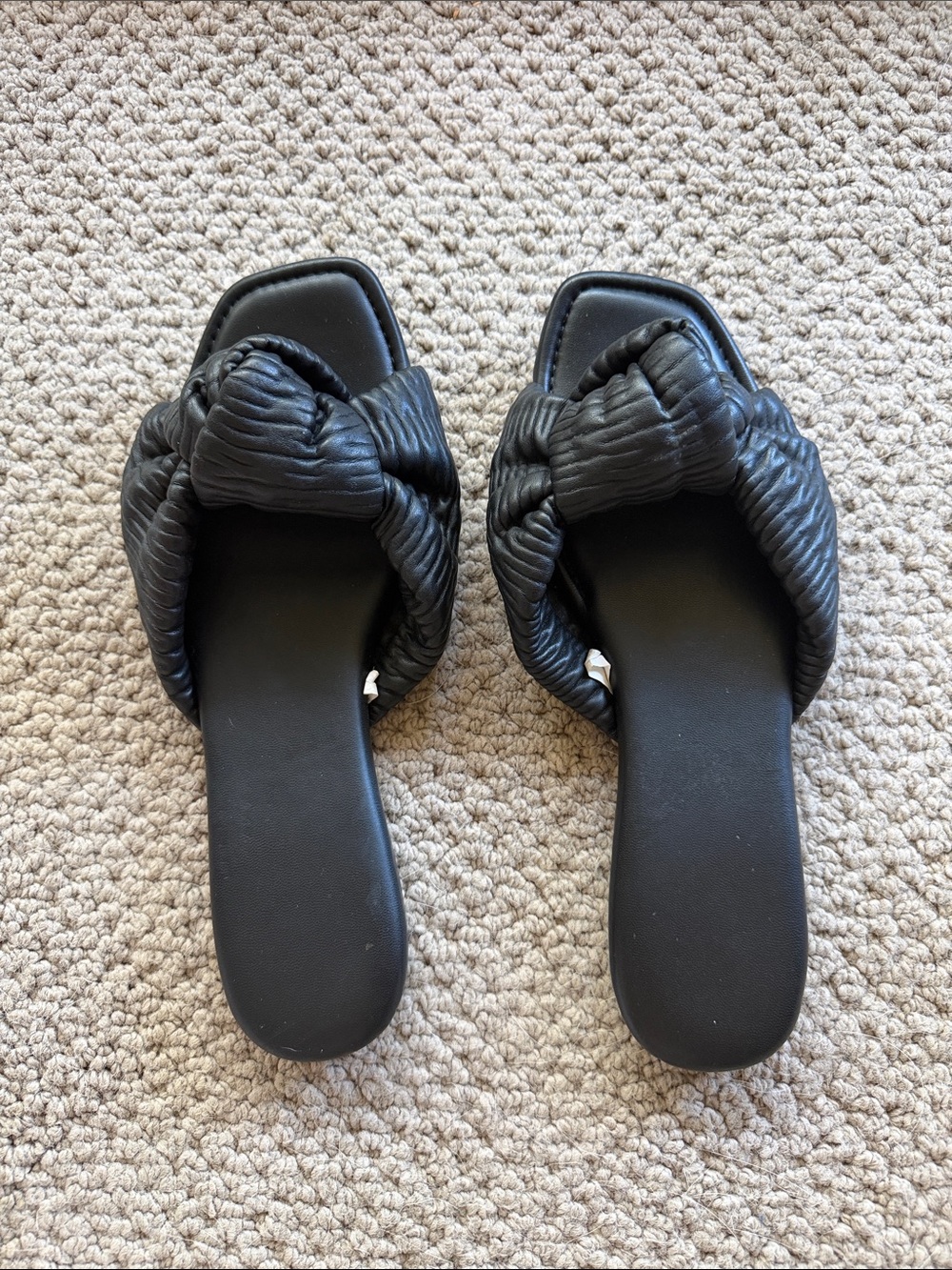 Target Black Knotted Slide Sandals with Padded Strap